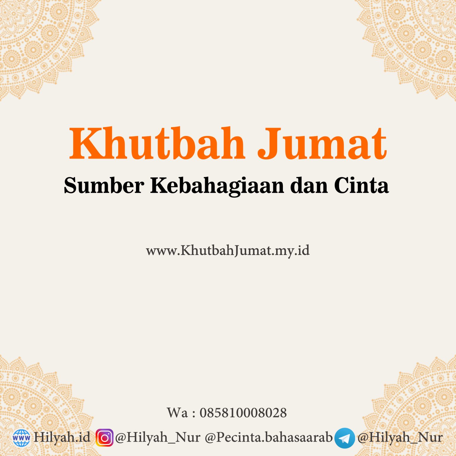 Khutbah Jumat Sumber Kebahagiaan Dan Cinta - Hilyah, Belajar Bahasa ...